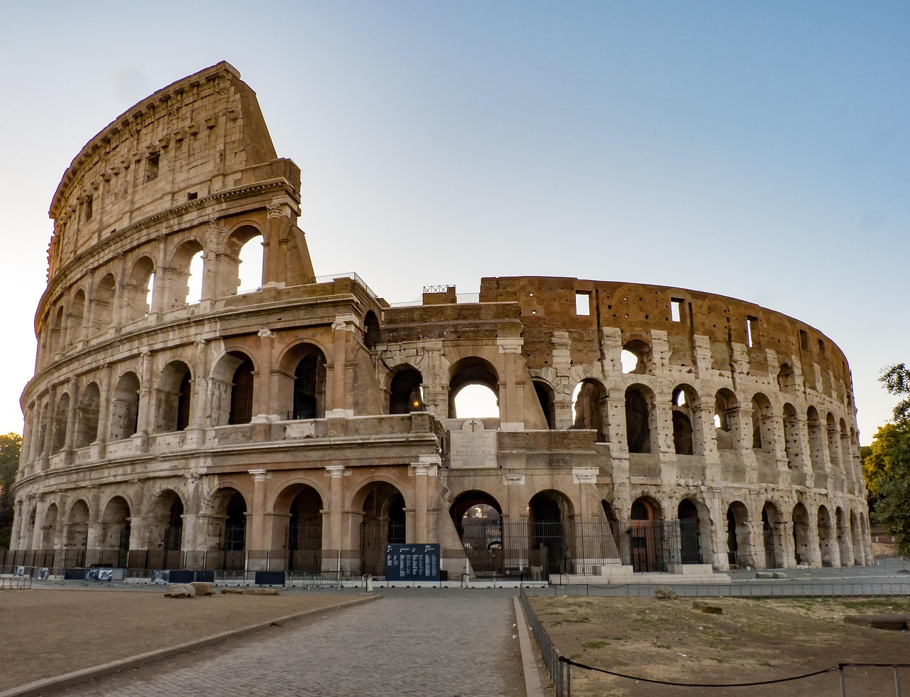 View of the Colosseum at sunset