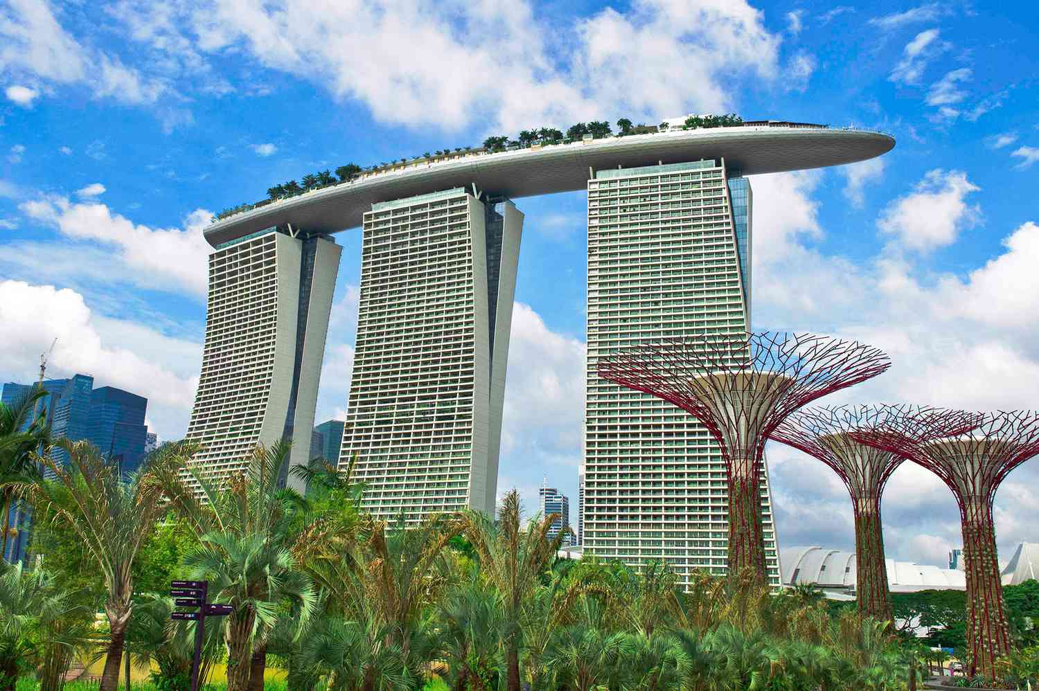 Marina Bay Sands exterior view with Gardens by the Bay