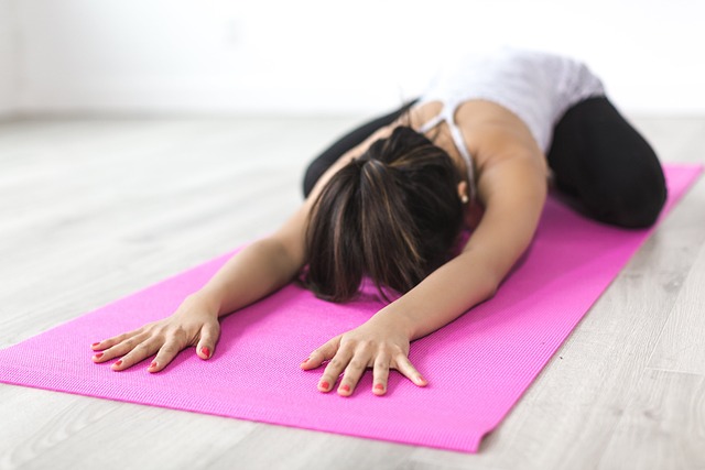 Woman doing yoga stretching