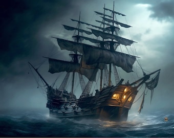 Bateau pirate tempête