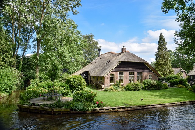 Giethoorn, Netherlands - canals and thatched-roof houses