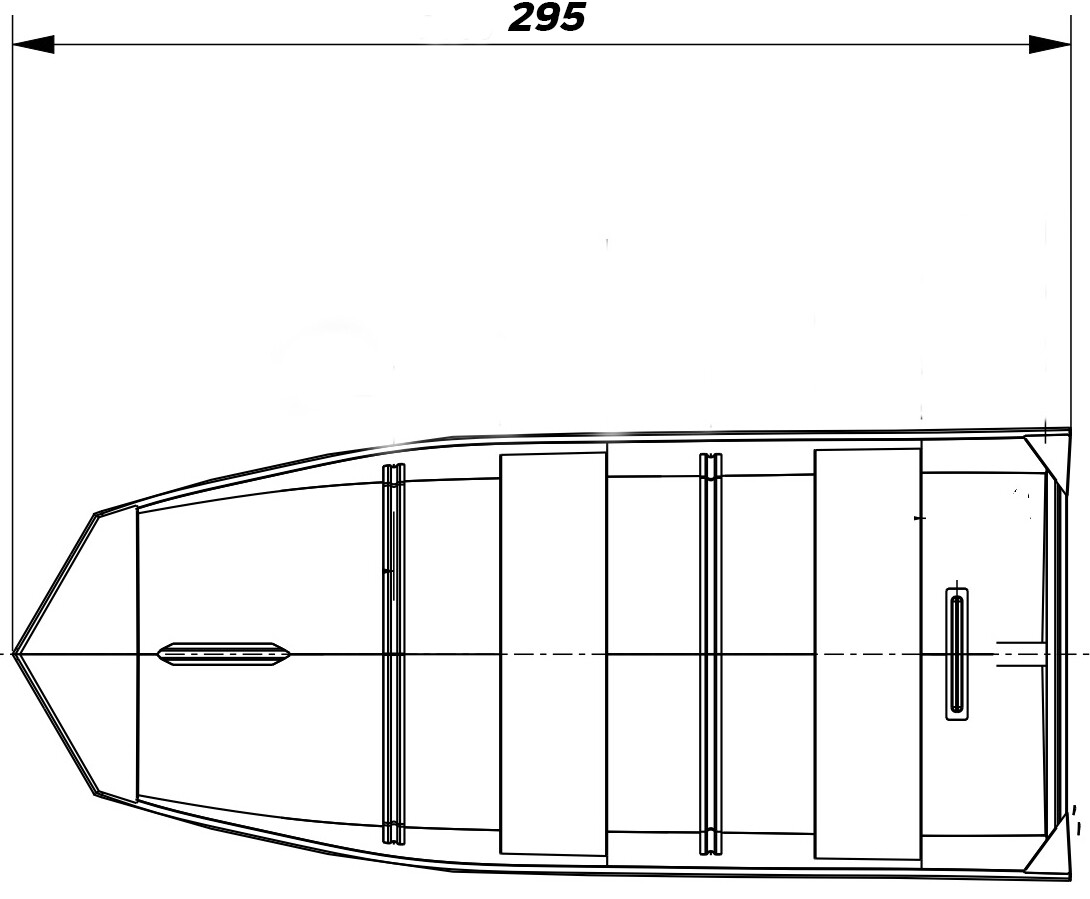 ARSİMED tekne üstten görünüm teknik çizimi - genişlik 125cm