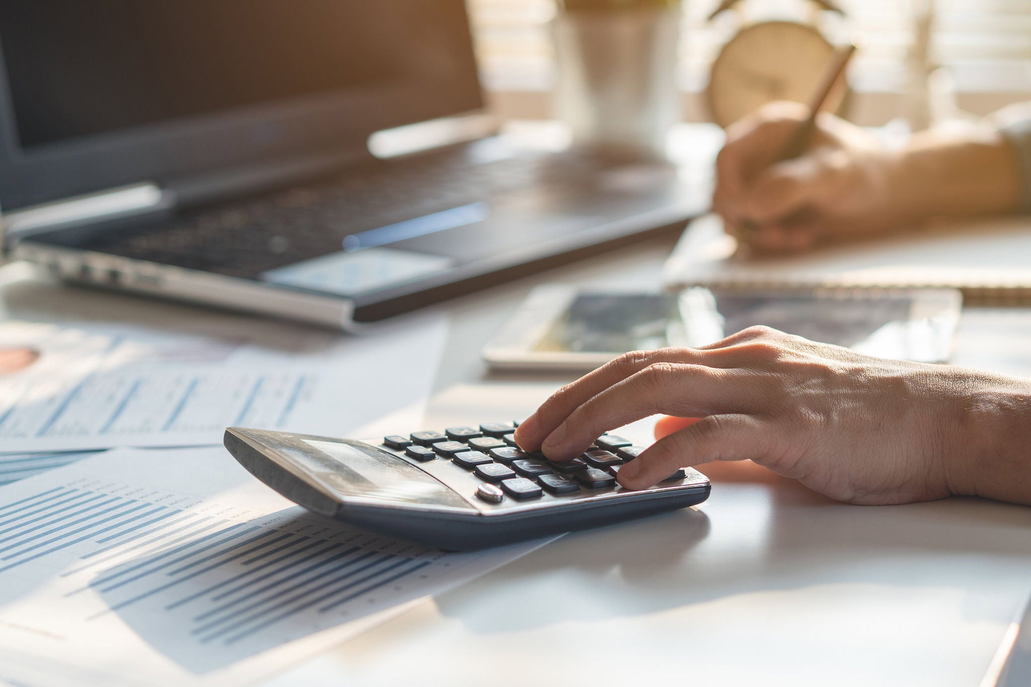 Indian financial professional calculating taxes and GST