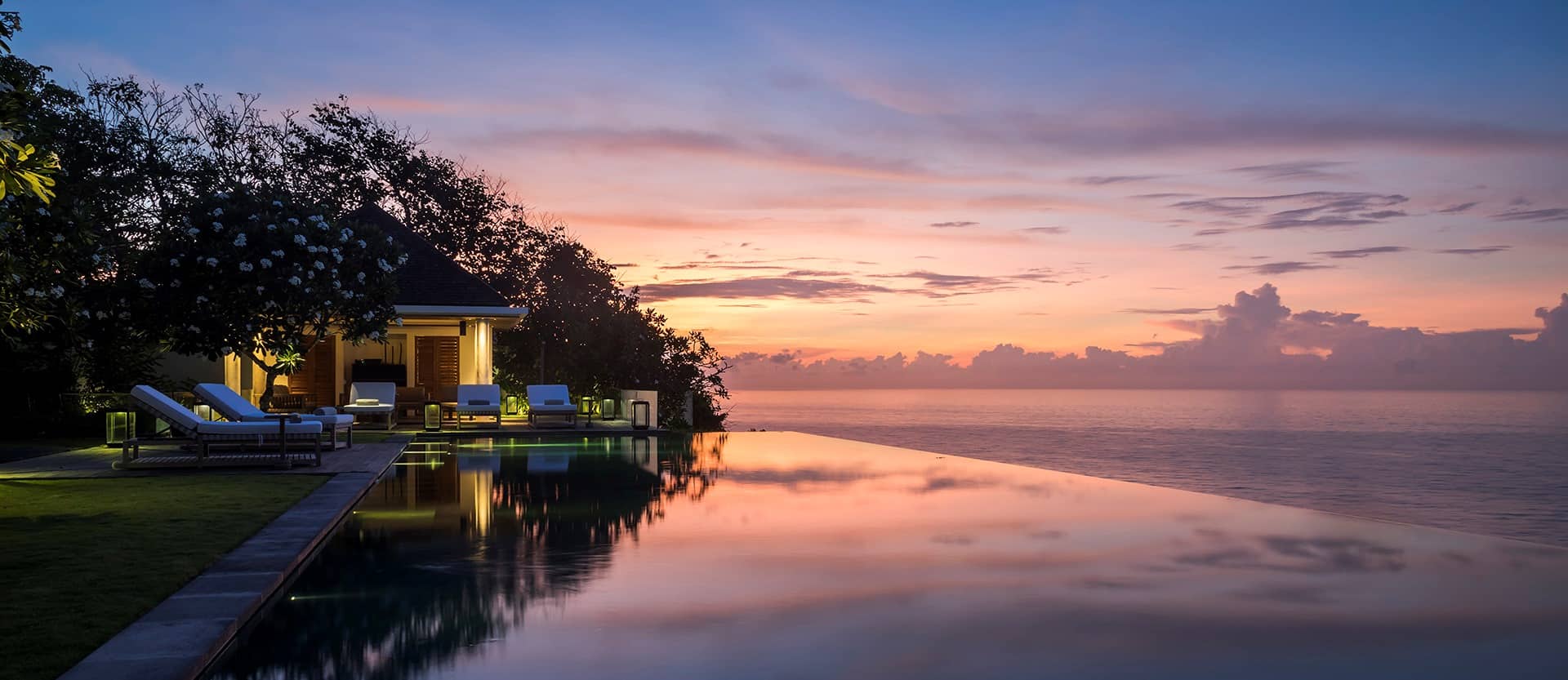 Elegant villa terrace with ocean view