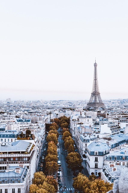 Paris street view to Eiffel Tower