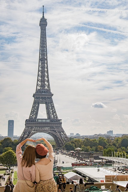 Woman viewing Eiffel Tower