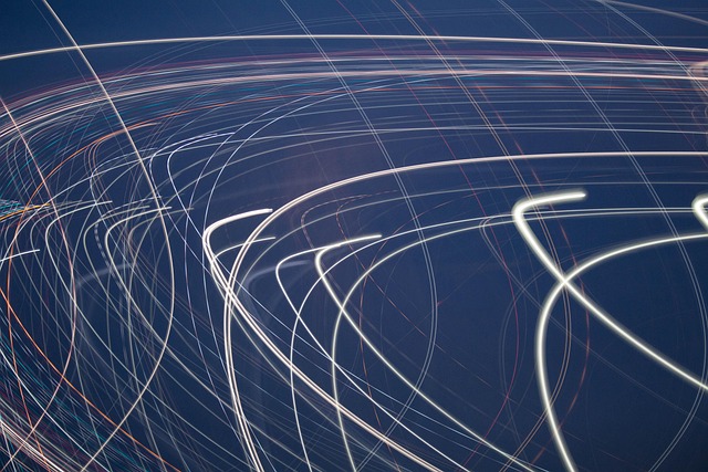 Light trails representing speed and motion
