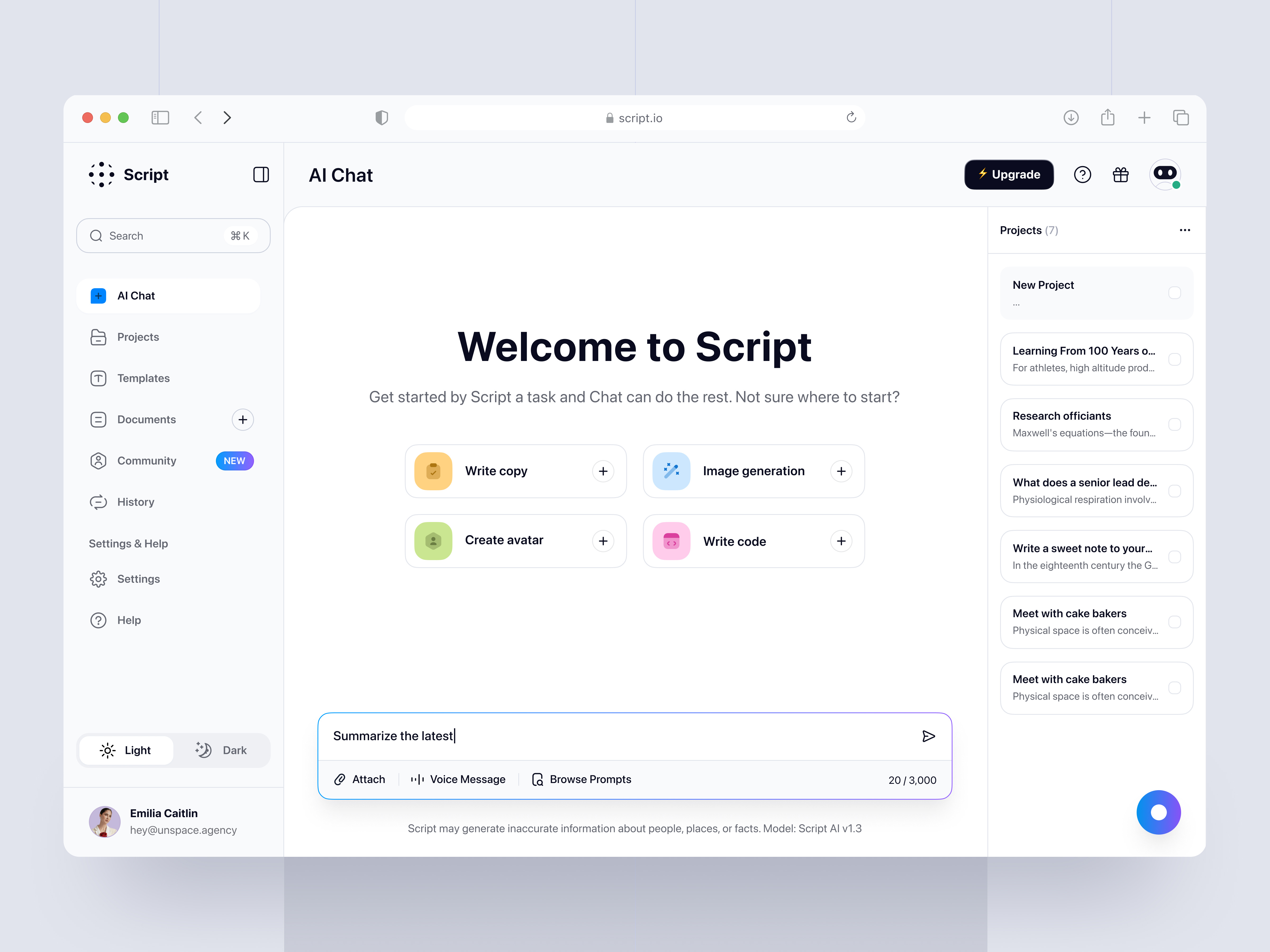 AI chatbot interface